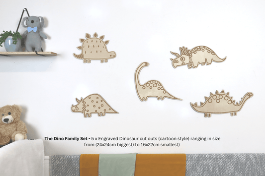 The Dinosaur Family Set - Kids Bedroom Wall Art | Decor